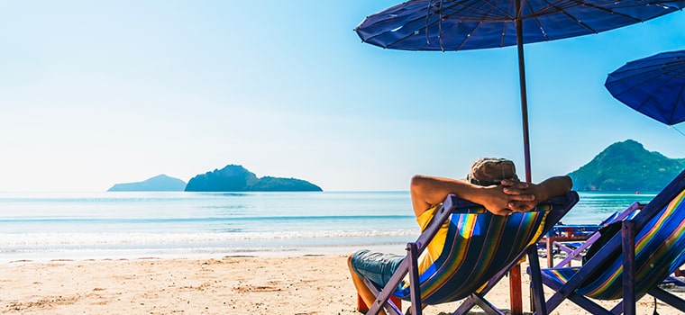 Colleague on the beach, vacancy