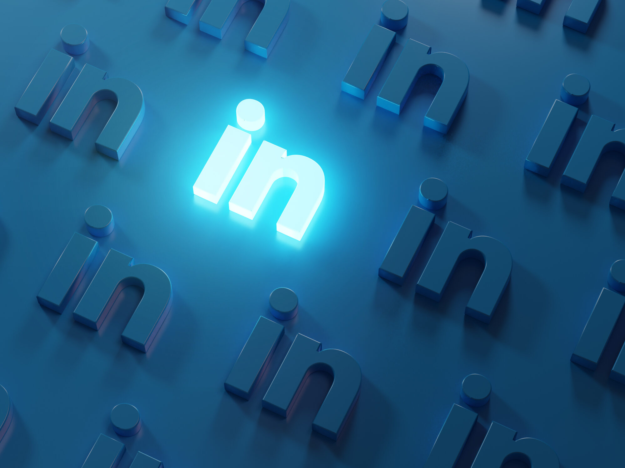 Stand Out on Social Media Concept. Glowing LinkedIn Logo