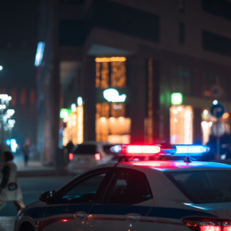 Policies tag illustration: police car light in night street