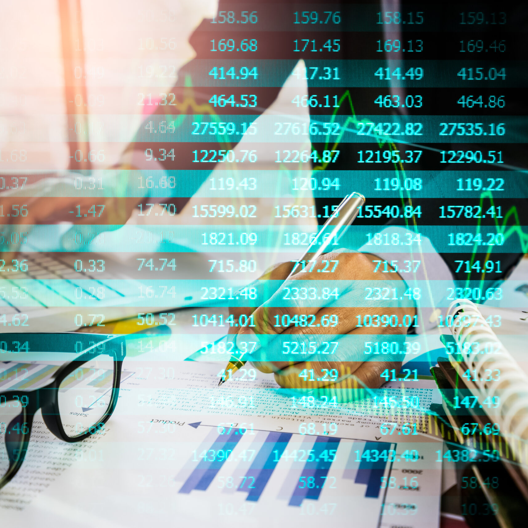 Sources and Uses of Fund: Stock market or forex trading graph and candlestick chart suitable for financial investment concept. Economy trends background for business idea and all art work design. Abstract finance background.